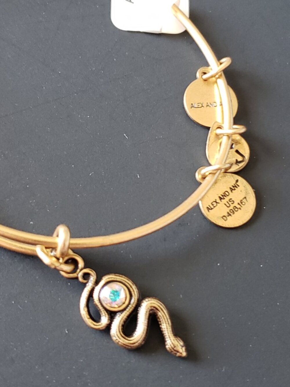 New Alex & Ani Gold Snake with Crystal Bracelet Bangle 758